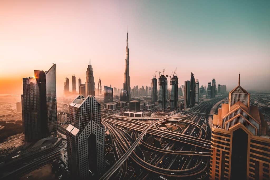 Séjour à Dubaï depuis Dakar 2026 — skyline de Dubaï avec le Burj Khalifa, SR Voyages